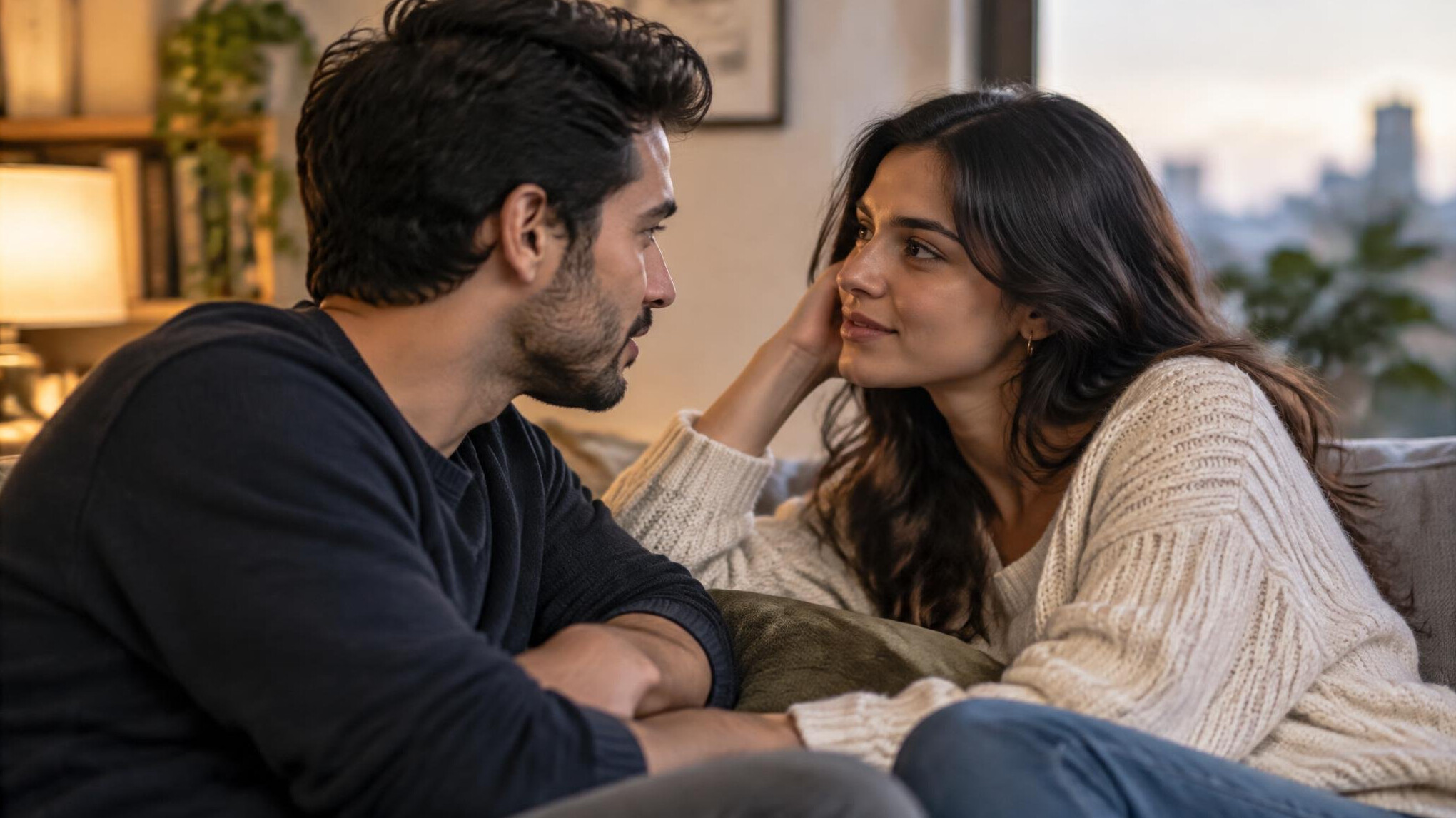 couple in deep talk