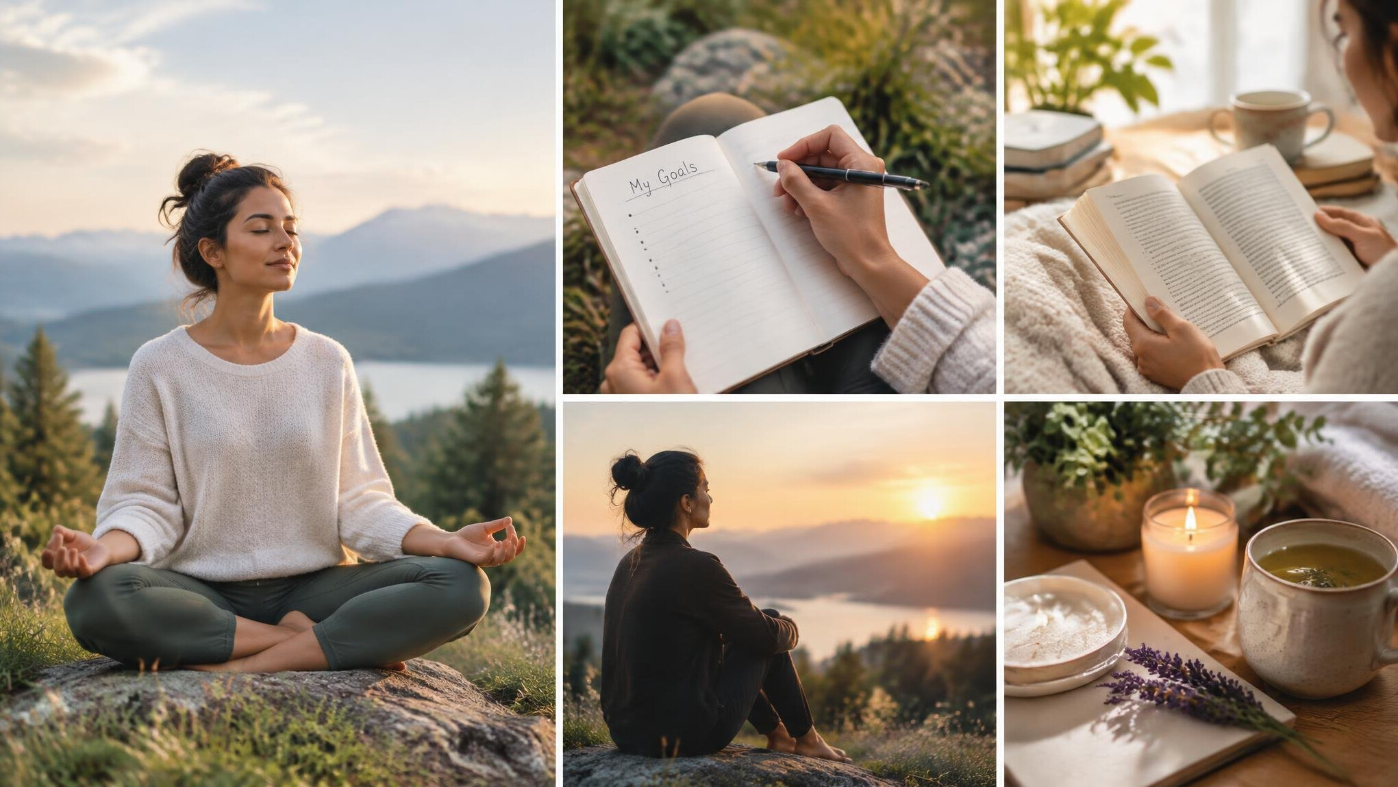 woman meditating in nature