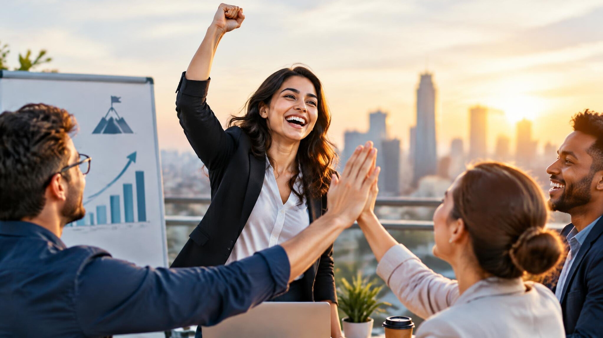 success celebration moment